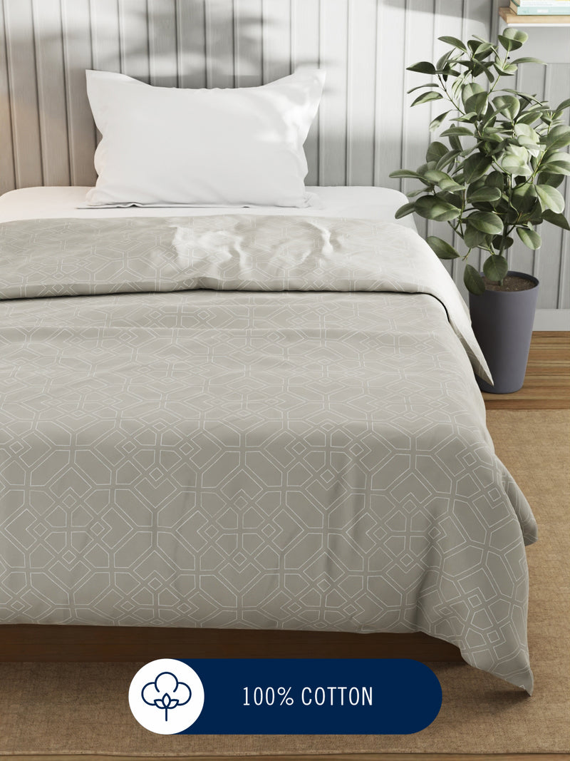 Super Fine 100% Egyptian Satin Cotton Blanket With Pure Cotton Flannel Filling <small> (geometric-brown)</small>