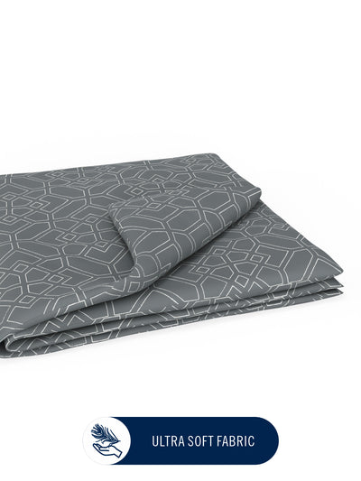 Super Fine 100% Egyptian Satin Cotton Blanket With Pure Cotton Flannel Filling <small> (geometric-grey)</small>
