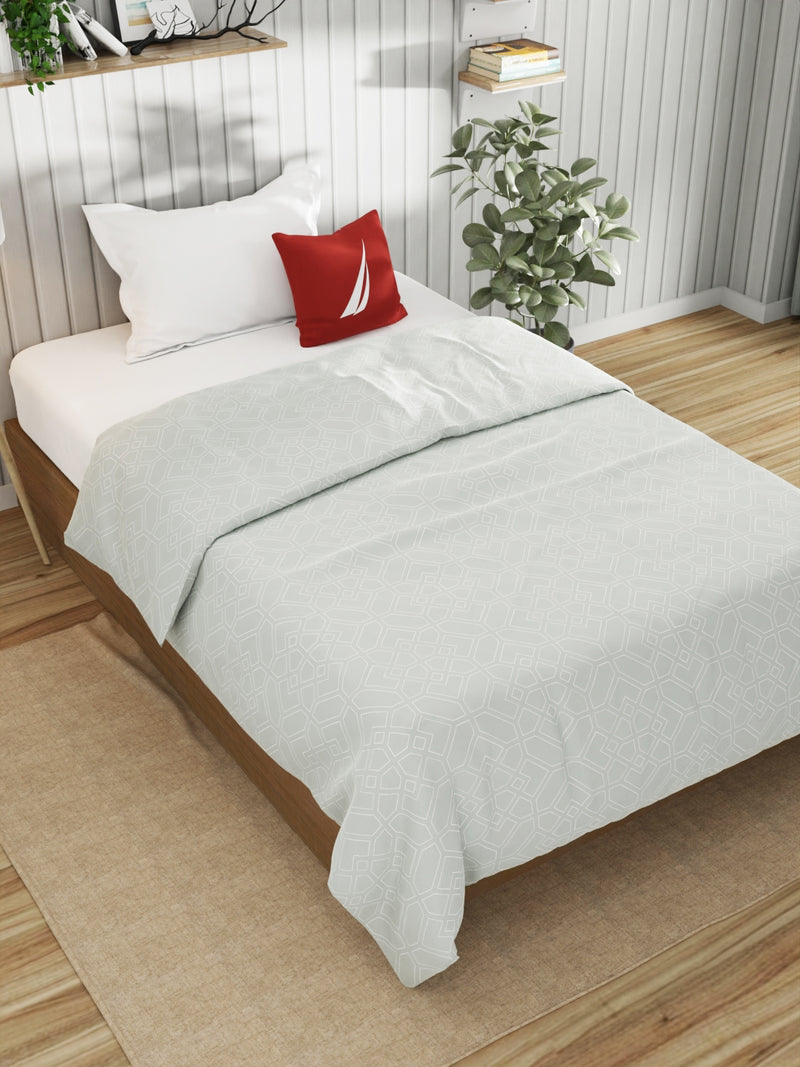 Super Fine 100% Egyptian Satin Cotton Blanket With Pure Cotton Flannel Filling <small> (geometric-seagreen)</small>
