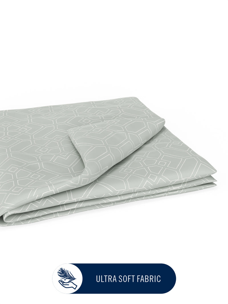 Super Fine 100% Egyptian Satin Cotton Blanket With Pure Cotton Flannel Filling <small> (geometric-seagreen)</small>