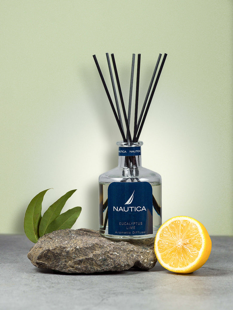 100% Natural Aroma Oil Diffuser Set With 7 Reeds <small> (eucalyptus lime-natural)</small>