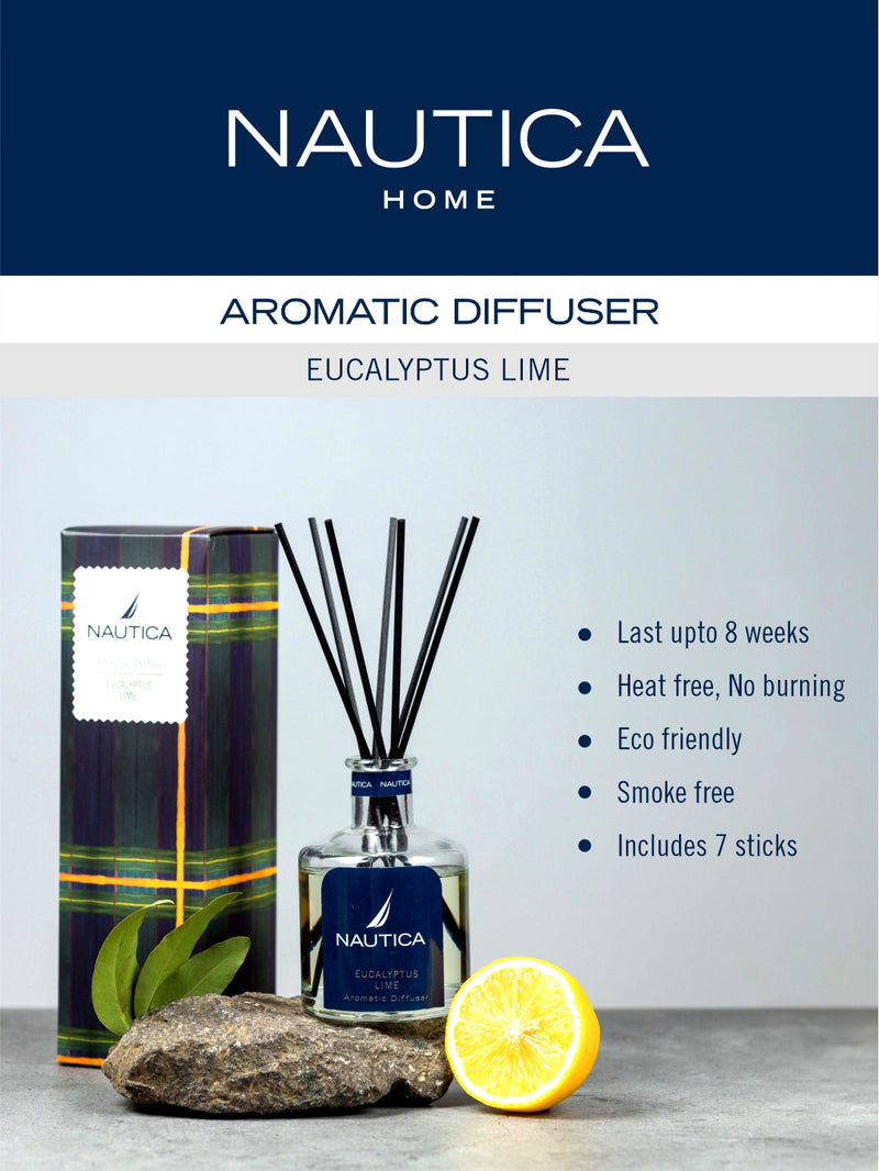 100% Natural Aroma Oil Diffuser Set With 7 Reeds <small> (eucalyptus lime-natural)</small>