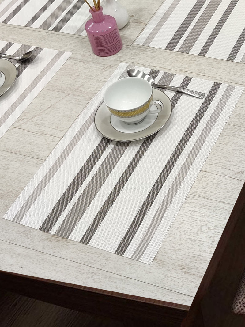 Premium Woven Pvc Placemat For Dining Table <small> (alpine-white/taupe)</small>
