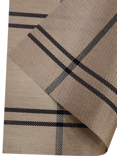 Premium Woven Pvc Placemat For Dining Table <small> (alpine-taupe/black)</small>
