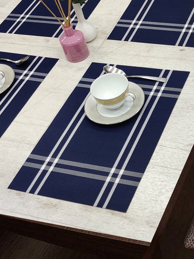 Premium Woven Pvc Placemat For Dining Table <small> (alpine-blue/white)</small>