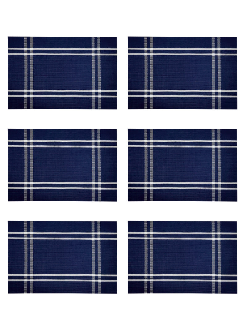 Premium Woven Pvc Placemat For Dining Table <small> (alpine-blue/white)</small>