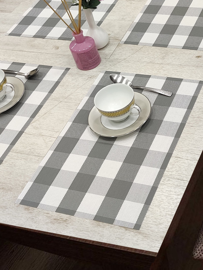 Premium Woven Pvc Placemat For Dining Table <small> (alpine-white/grey)</small>