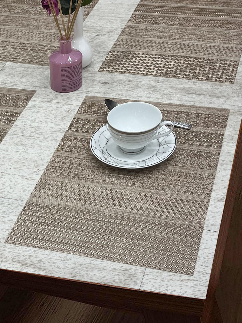Premium Woven Pvc Placemat For Dining Table <small> (alpine-beige)</small>