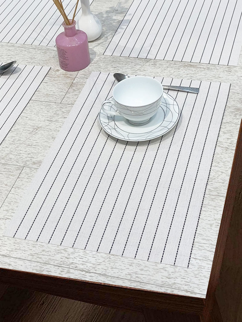 Premium Woven Pvc Placemat For Dining Table <small> (stripe-ivory)</small>