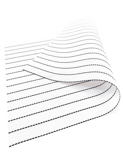 Premium Woven Pvc Placemat For Dining Table <small> (stripe-ivory)</small>