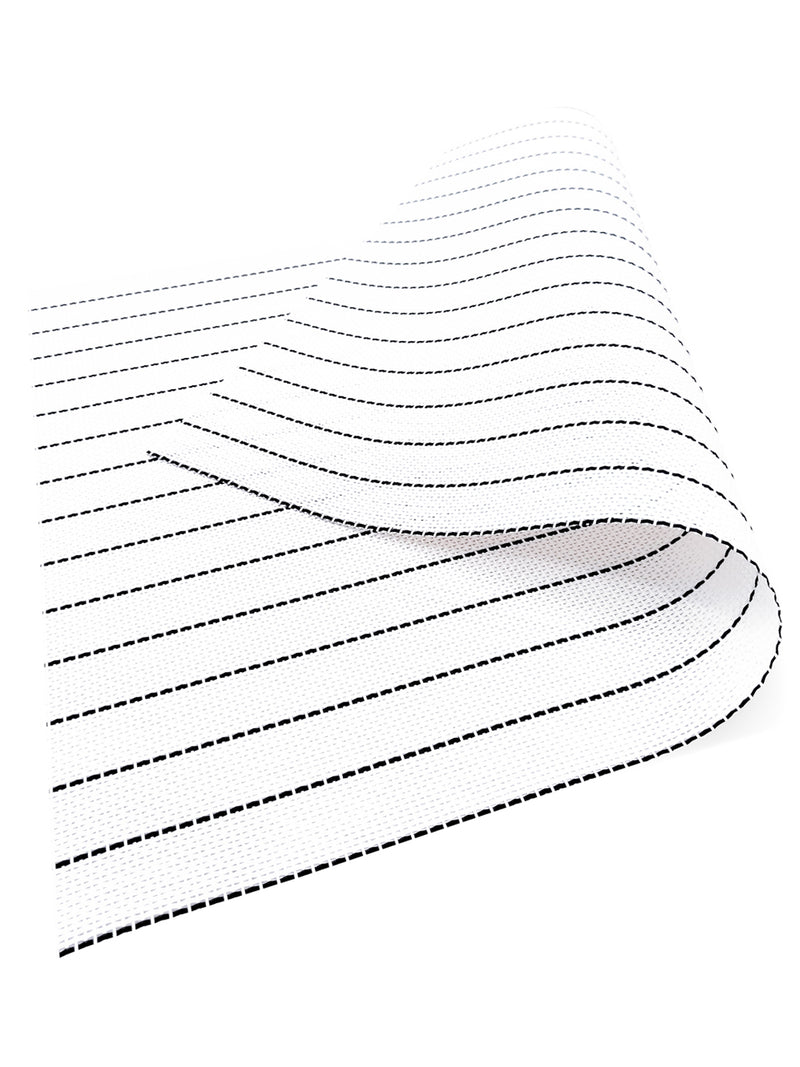 Premium Woven Pvc Placemat For Dining Table <small> (stripe-ivory)</small>