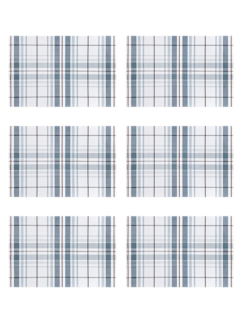Premium Woven Pvc Placemat For Dining Table <small> (checks-grey/white)</small>