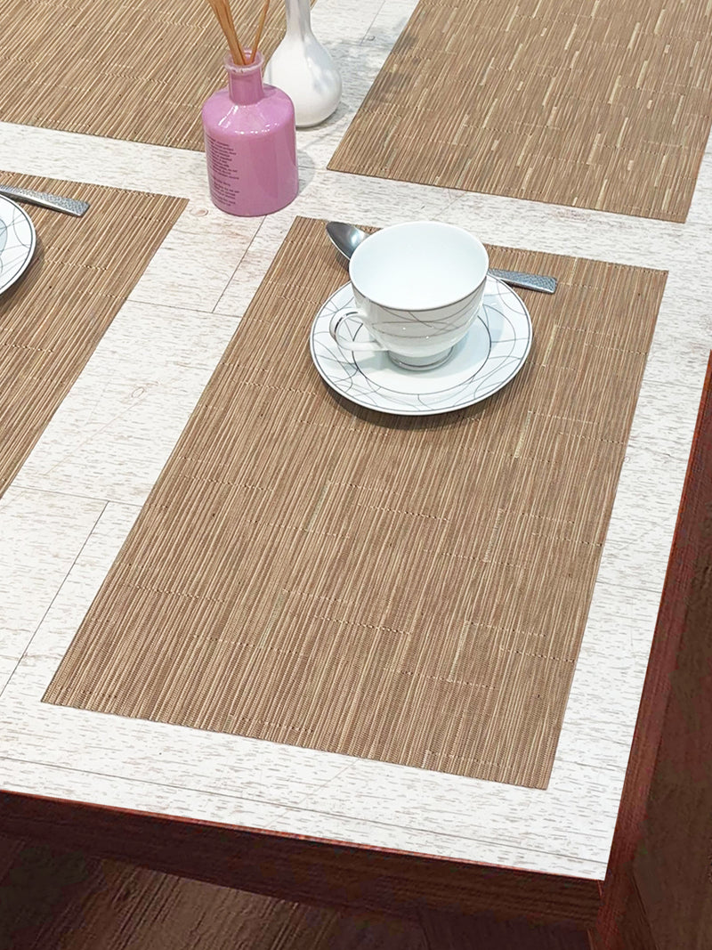 Premium Woven Pvc Placemat For Dining Table <small> (stripe-brown)</small>
