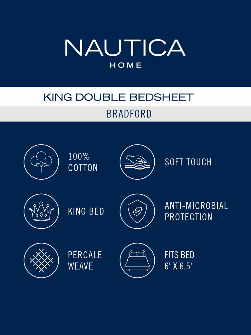 Super Soft 100% Cotton King Bedsheet With 2 Pillow Covers <small> (stripe-grey/seafoam)</small>