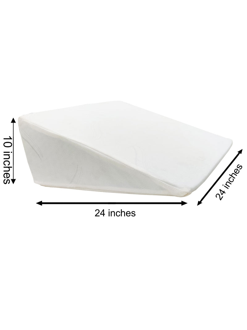 White Orthopedic Wedge Pillow - Leg, Hip, Back & Knee Pain Pressure-Relieving Memory Foam Pillow <small> (solid-white)</small>