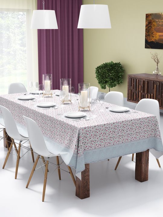 Vinyl Pvc Dining Table Cover Easy To Clean Table Cloth <small> (la-italia-white/pink)</small>