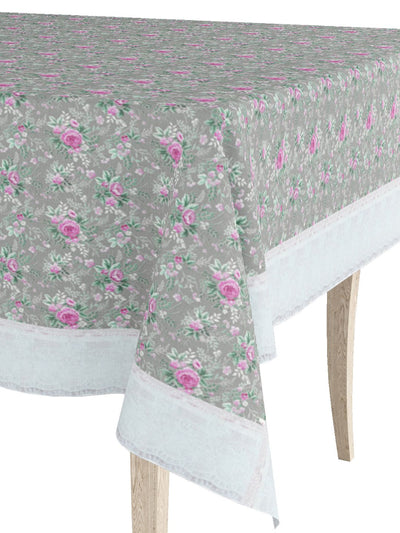 Vinyl Pvc Dining Table Cover Easy To Clean Table Cloth <small> (floral-slate/multi)</small>