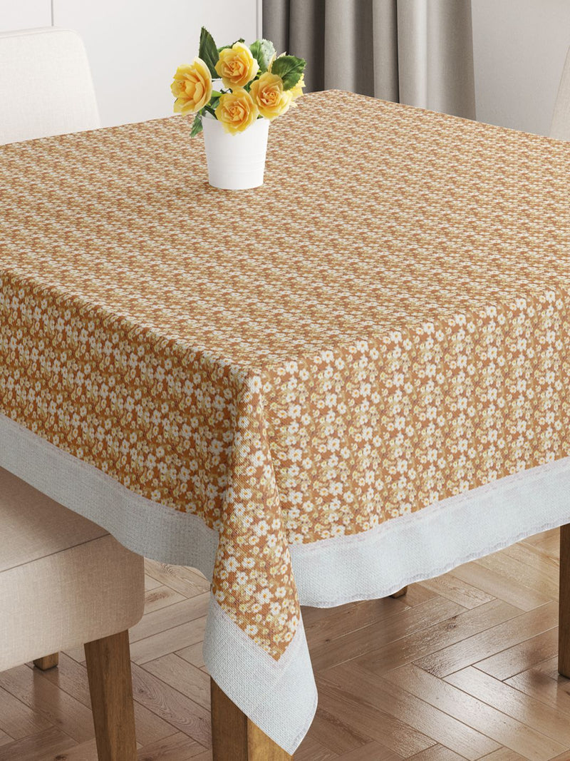Vinyl Pvc Dining Table Cover Easy To Clean Table Cloth <small> (floral-lt.brown)</small>