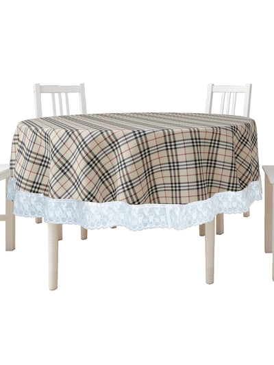 Vinyl Pvc Dining Table Cover Easy To Clean Table Cloth <small> (checks-beige)</small>