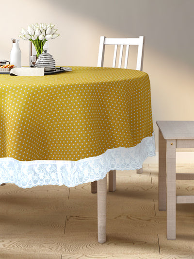 Vinyl Pvc Dining Table Cover Easy To Clean Table Cloth <small> (polka dot-yellow)</small>