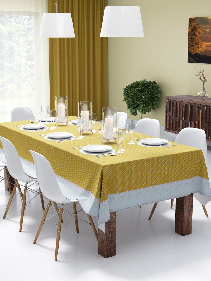 Vinyl Pvc Dining Table Cover Easy To Clean Table Cloth <small> (polka dot-yellow)</small>