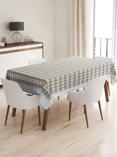 Vinyl Pvc Dining Table Cover Easy To Clean Table Cloth <small> (checks-beige)</small>