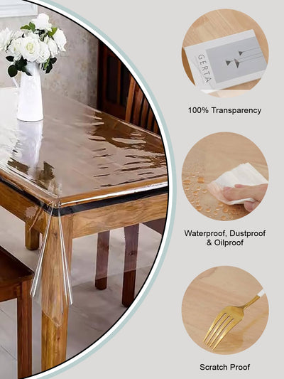 Vinyl Pvc Dining Table Cover Easy To Clean Table Cloth <small> (without border-transparent)</small>