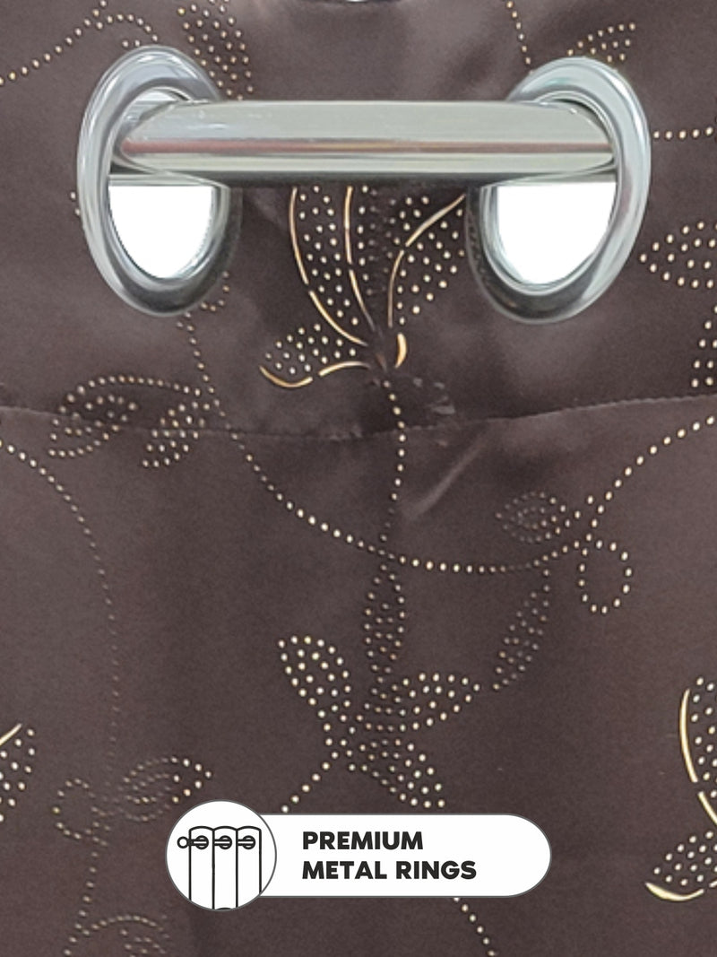100% Blackout Thermal Insulated Noise Reducing Eyelet Curtain <small> (floral-brown)</small>