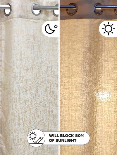 Jacquard Blackout Eyelet Curtain <small> (abstract-golden beige)</small>