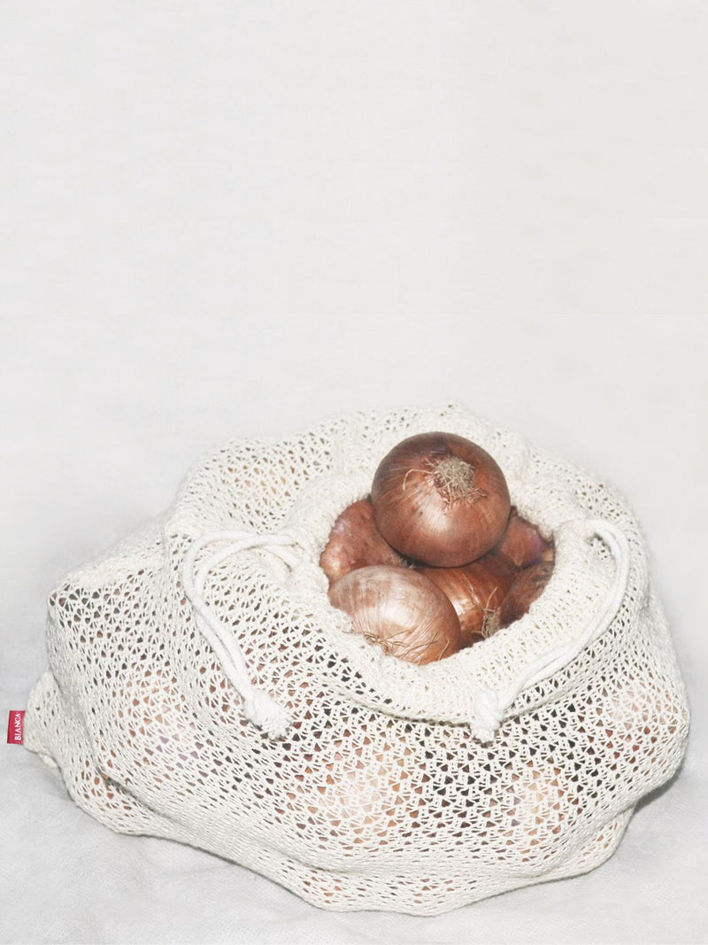 100% Organic Cotton Reusable Vegetable Bag For Fridge Fruit Storage Bag <small> (solid-ecru)</small>KITCHENAORGANIC-MBAG