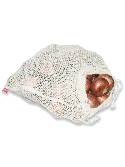 KITCHEN 100% Organic Cotton Reusable Vegetable Bag For Fridge Fruit Storage Bag <small> (solid-ecru)</small>