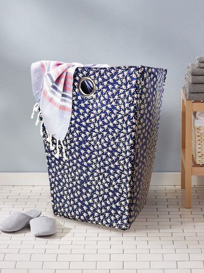 Waterproof Folding Laundry Basket <small> (floral-blue)</small>