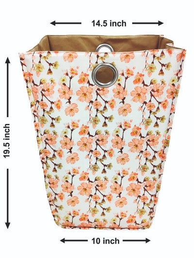 Waterproof Folding Laundry Basket <small> (floral-orange/ivory)</small>