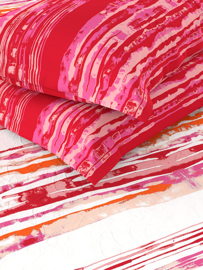 Super Soft 100% Cotton King Bedsheet With 2 Pillow Covers <small> (stripe-pink)</small>