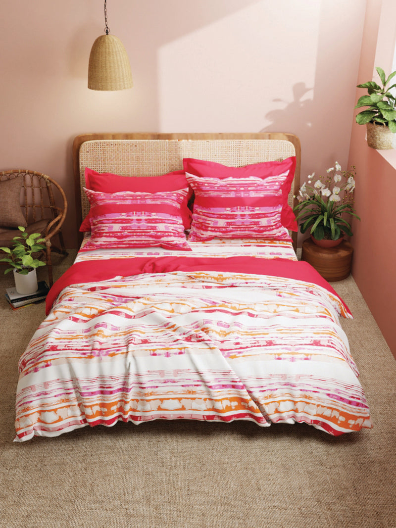 Super Soft 100% Cotton King Bedsheet With 2 Pillow Covers <small> (stripe-pink)</small>