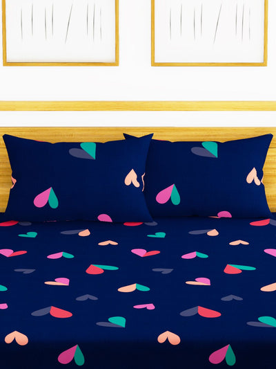 Extra Smooth Micro Double Bedsheet With 2 Pillow Covers <small> (abstract-navy/blue)</small>