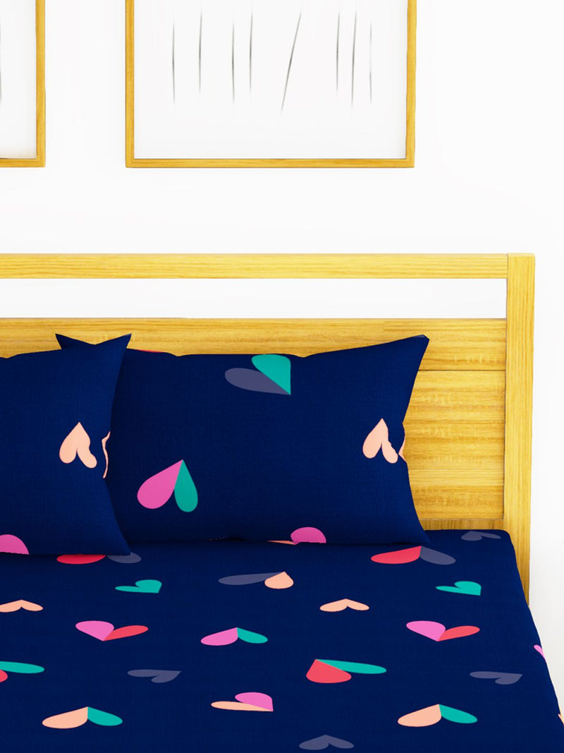Extra Smooth Micro Double Bedsheet With 2 Pillow Covers <small> (abstract-navy/blue)</small>