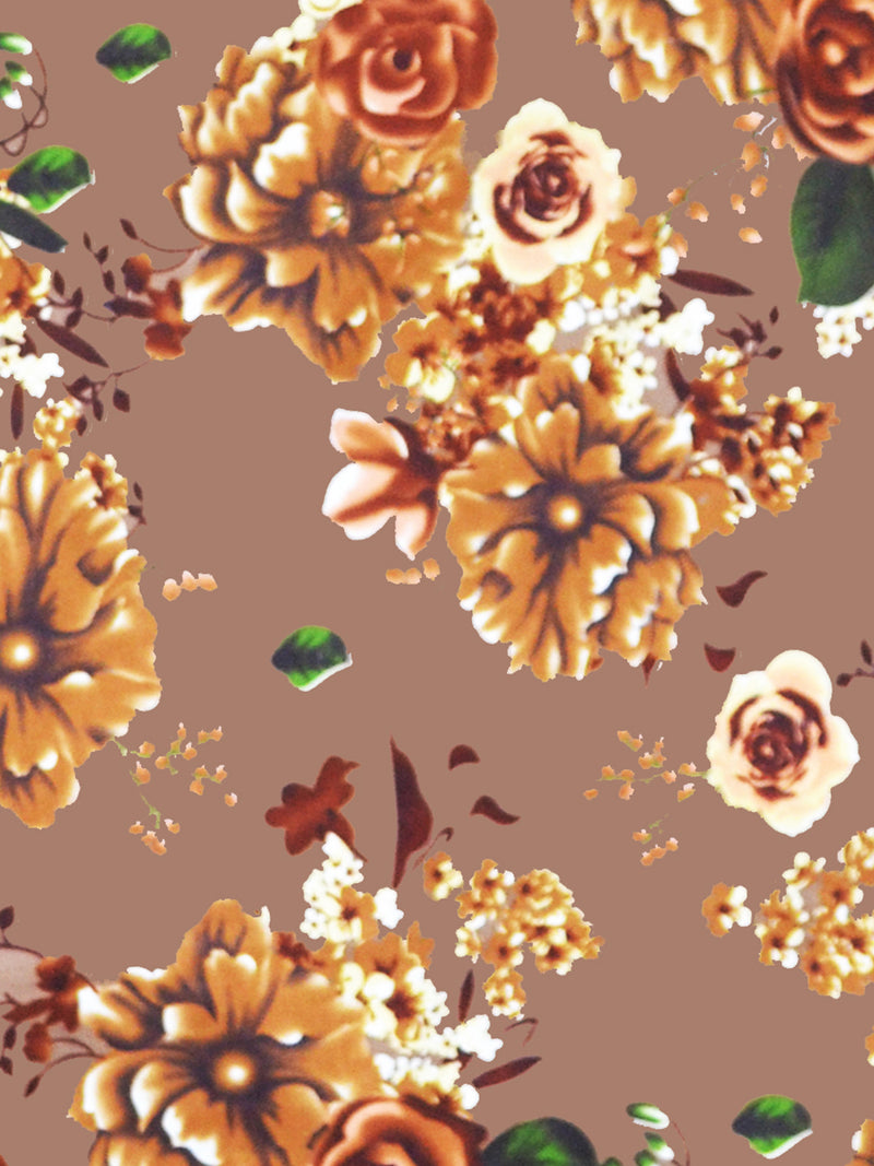 Bamboo Micro King Bedsheet With 2 Pillow Covers <small> (floral-lt.brown)</small>