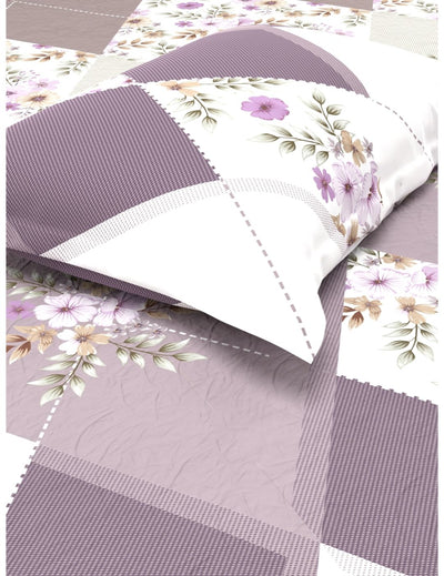 Extra Smooth Micro Single Bedsheet With 1 Pillow Cover <small> (floral-khaki/ivory)</small>
