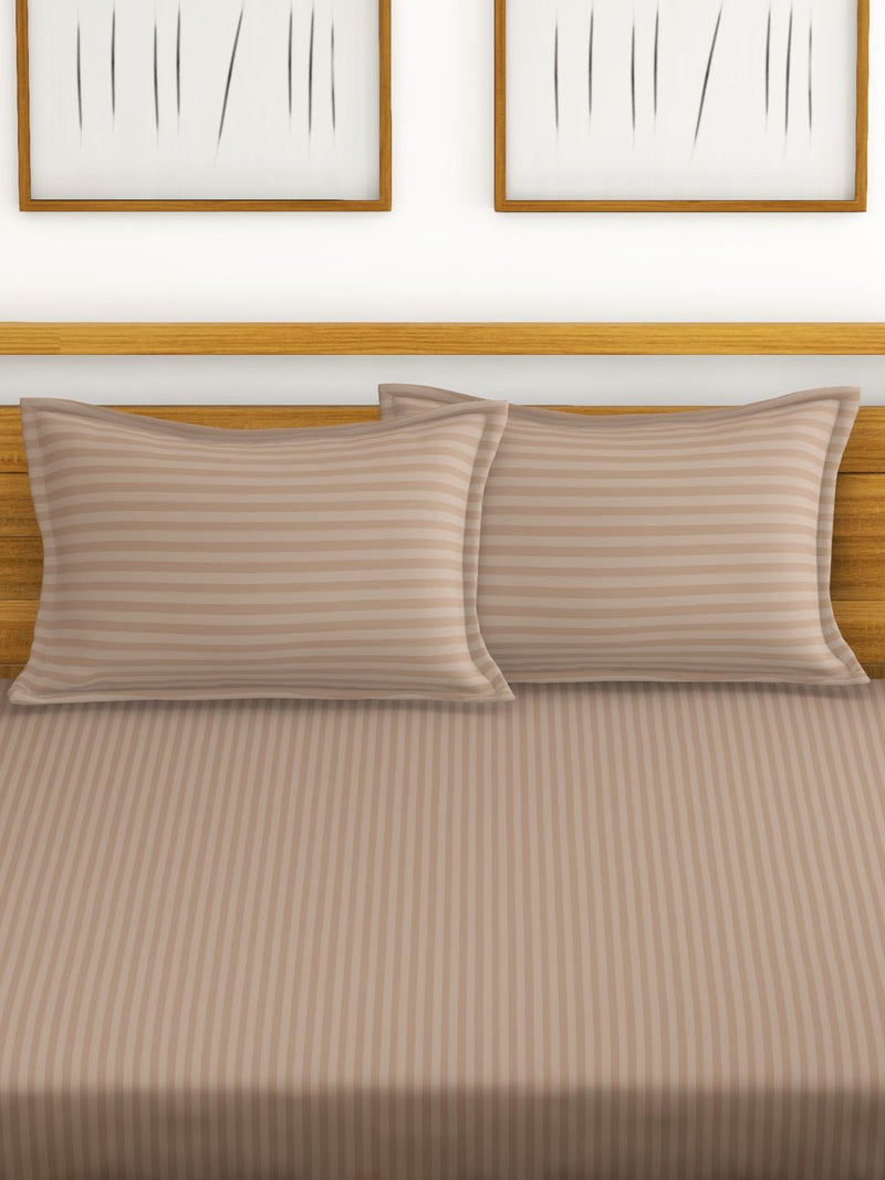 Super Soft 100% Egyptian Cotton Satin Stripe Xl King Double Bedsheet With 2 Pillow Covers + 2 Pillows <small> (stripe-wd smk)</small>