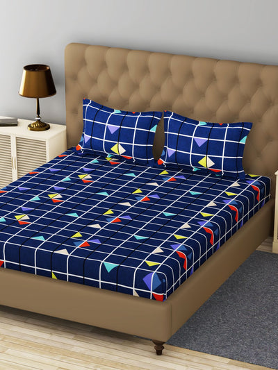 Bamboo Micro King Bedsheet With 2 Pillow Covers <small> (abstract-blue)</small>