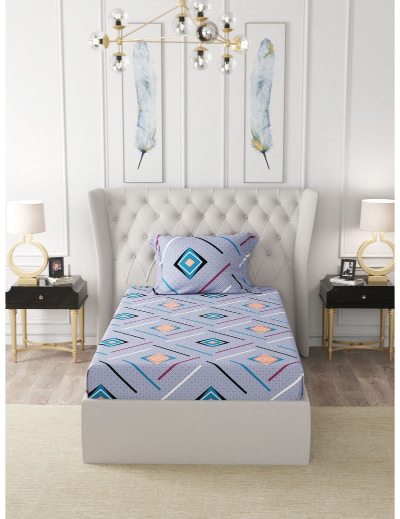 Extra Smooth Micro Single Bedsheet With 1 Pillow Cover <small> (abstract-sky blue)</small>