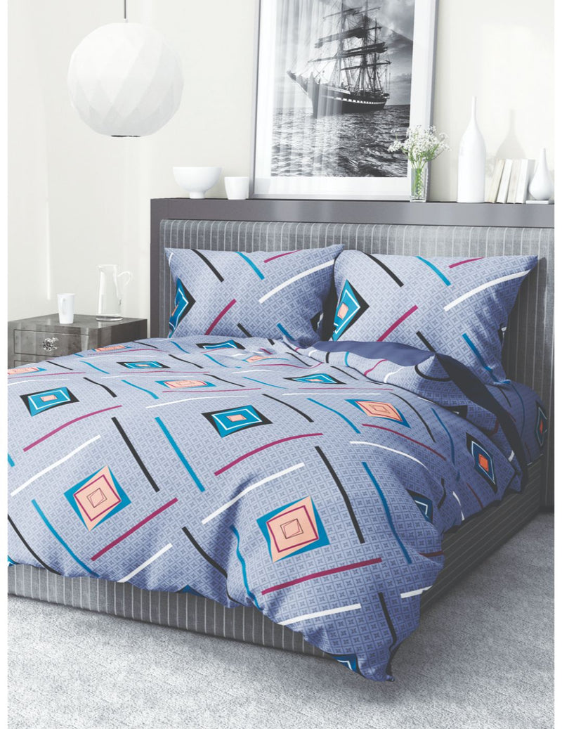 Extra Smooth Micro Single Bedsheet With 1 Pillow Cover <small> (abstract-sky blue)</small>