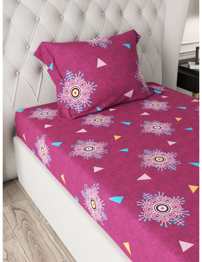 Extra Smooth Micro Single Bedsheet With 1 Pillow Cover <small> (geometric-red)</small>