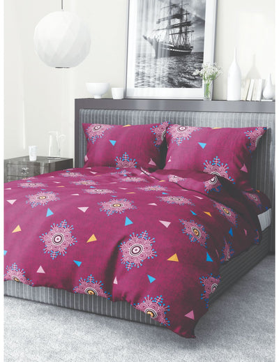 Extra Smooth Micro Single Bedsheet With 1 Pillow Cover <small> (geometric-red)</small>