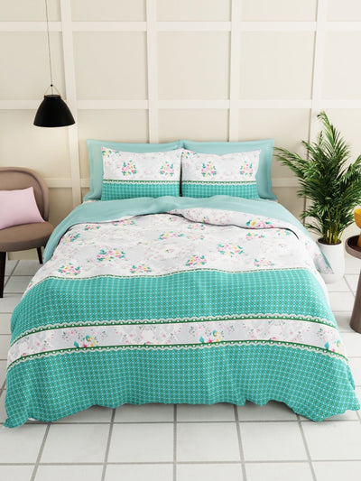 Extra Smooth Micro Double Bedsheet With 2 Pillow Covers <small> (floral-mint/multi)</small>