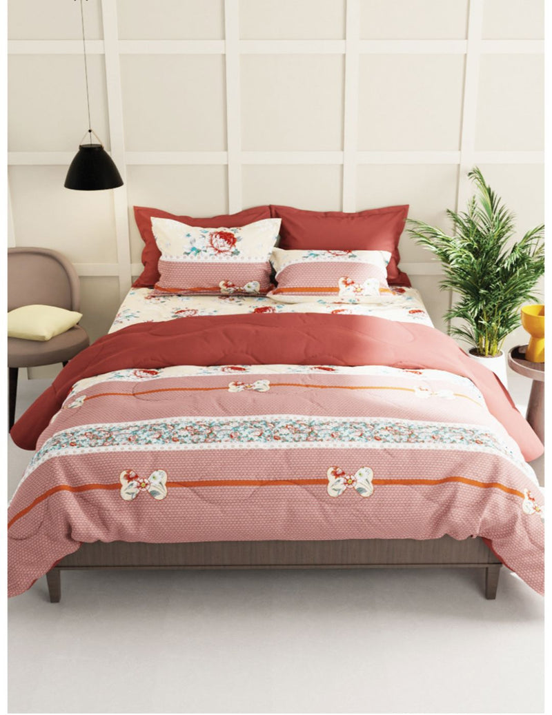 Extra Smooth Micro Single Bedsheet With 1 Pillow Cover <small> (floral-beige/brown)</small>