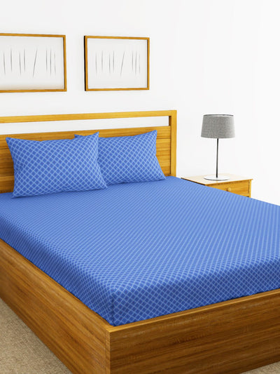 226_Made To Fit Soft 100% Natural Cotton XL King Fitted Bedsheet With Elastic Edges With 2 Pillow Covers_BED3055_1