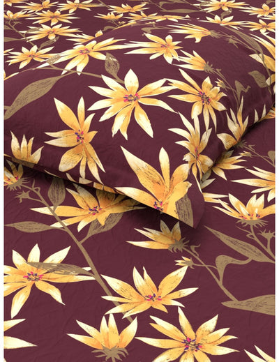 Extra Smooth Micro Single Bedsheet With 1 Pillow Cover <small> (floral-maroon)</small>