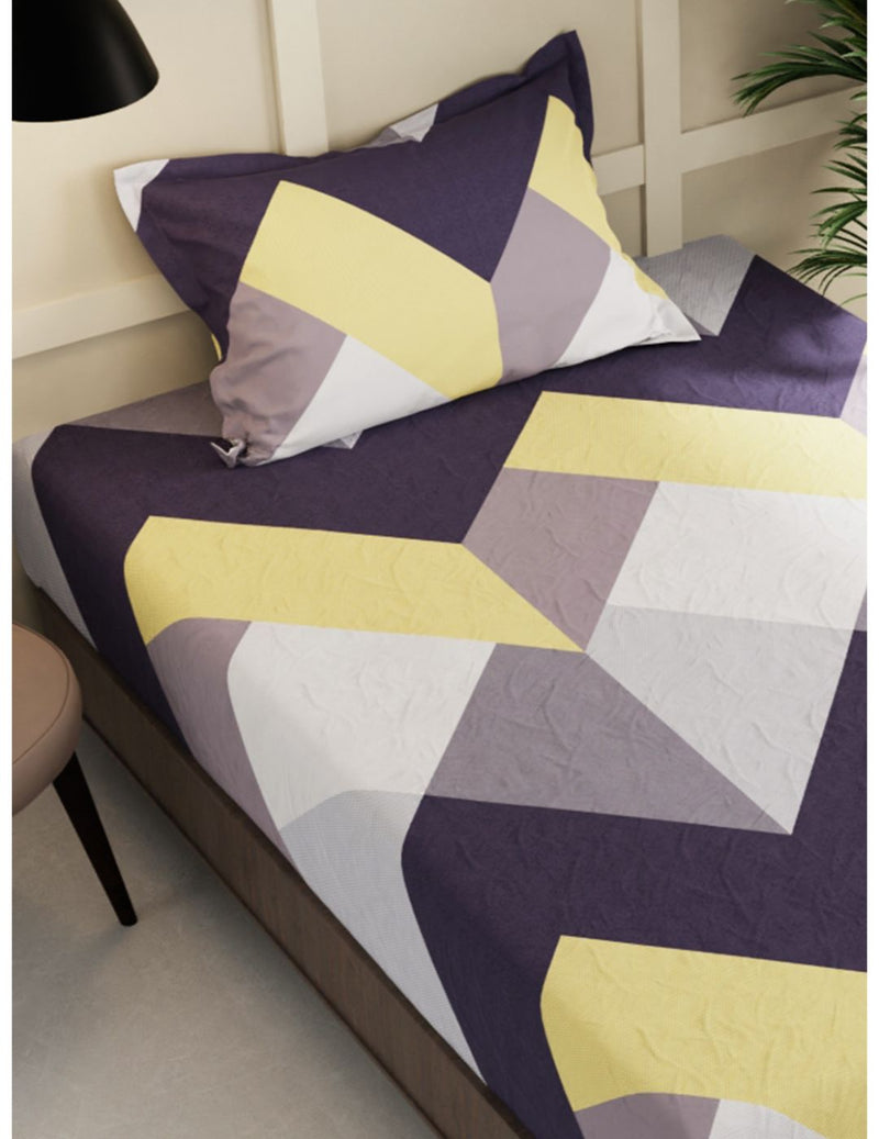 Extra Smooth Micro Single Bedsheet With 1 Pillow Cover <small> (geometric-mutli)</small>